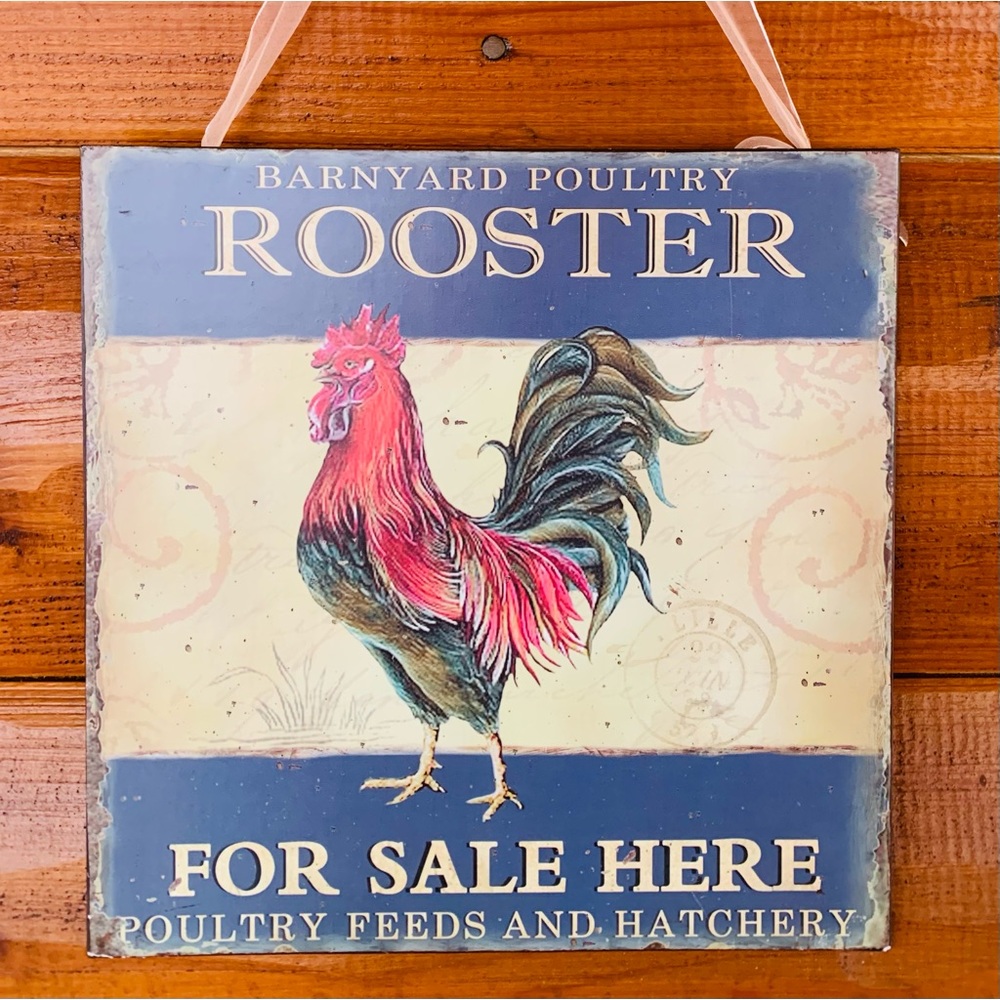 Rooster Sign Metal Farmhouse Wall Art Decor